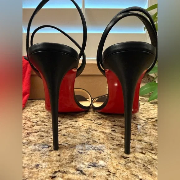 Christian Louboutin LoubiGirl 100 Black Leather Heels Size 41 - Picture 9 of 13